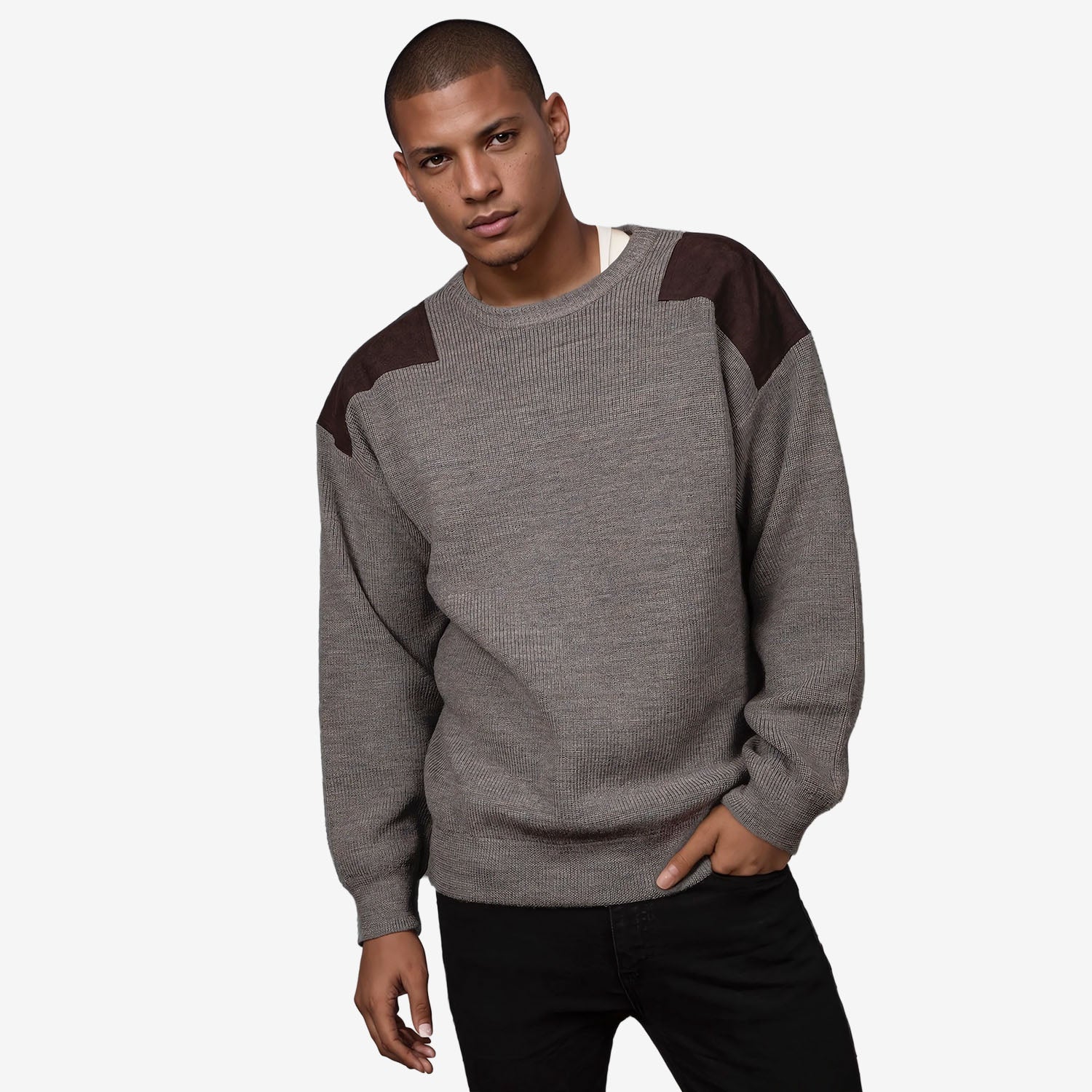 Ansett Patch Crew Neck Rib Jumper