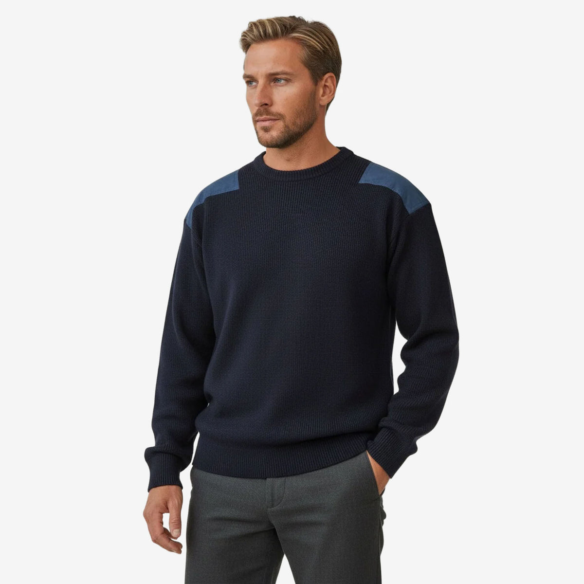 Ansett Patch Crew Neck Rib Jumper