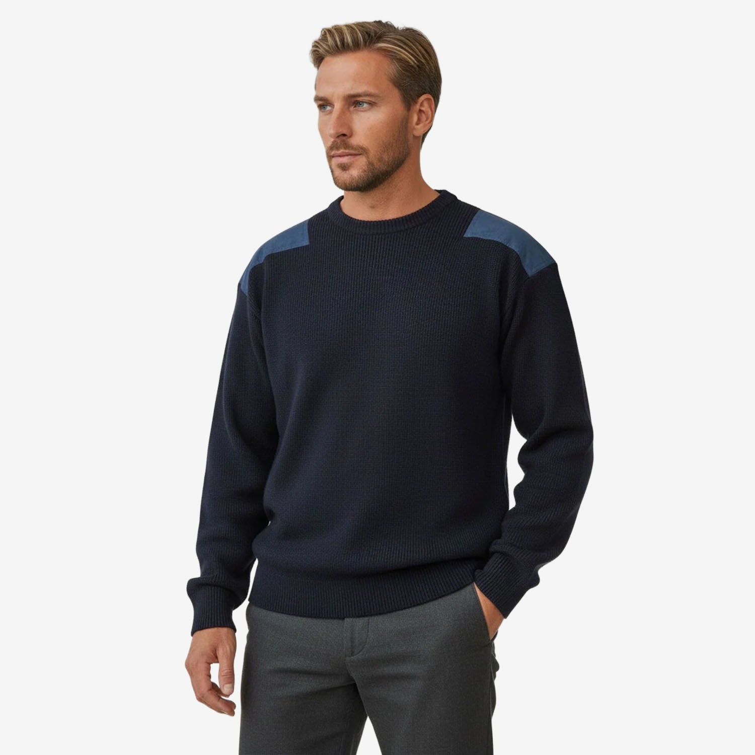 Ansett Patch Crew Neck Rib Jumper