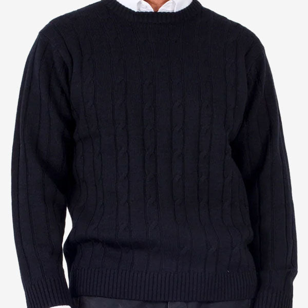 Ansett Pure Wool Cable Crew navy