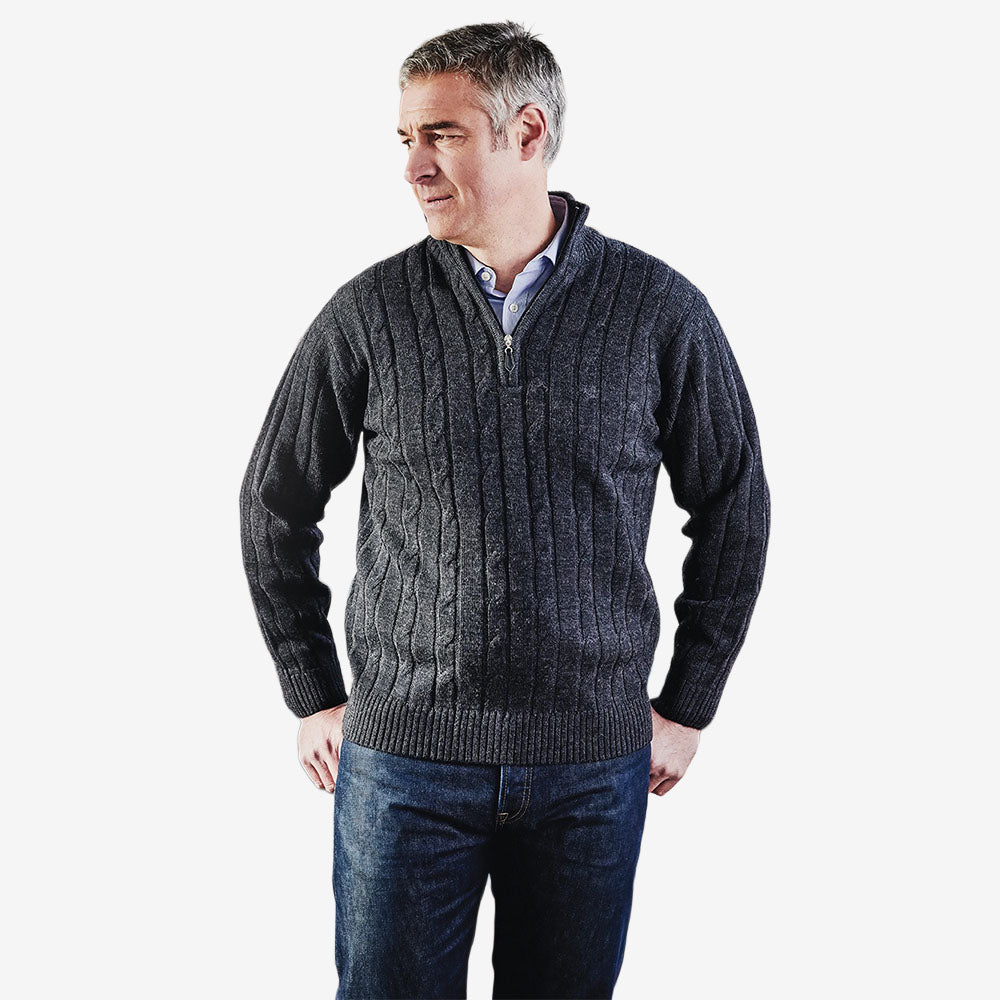Ansett Pure Wool Zip Cable Sweater #8605