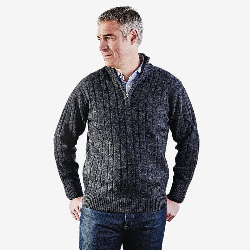 Ansett Pure Wool Zip Cable Sweater #8605