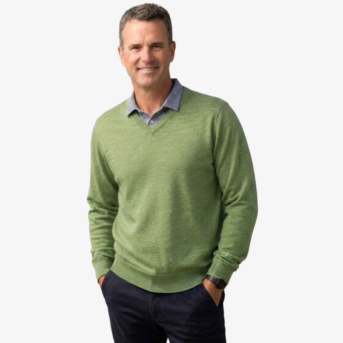 Ansett Extra Fine Merino Wool V-Neck Jumper apple