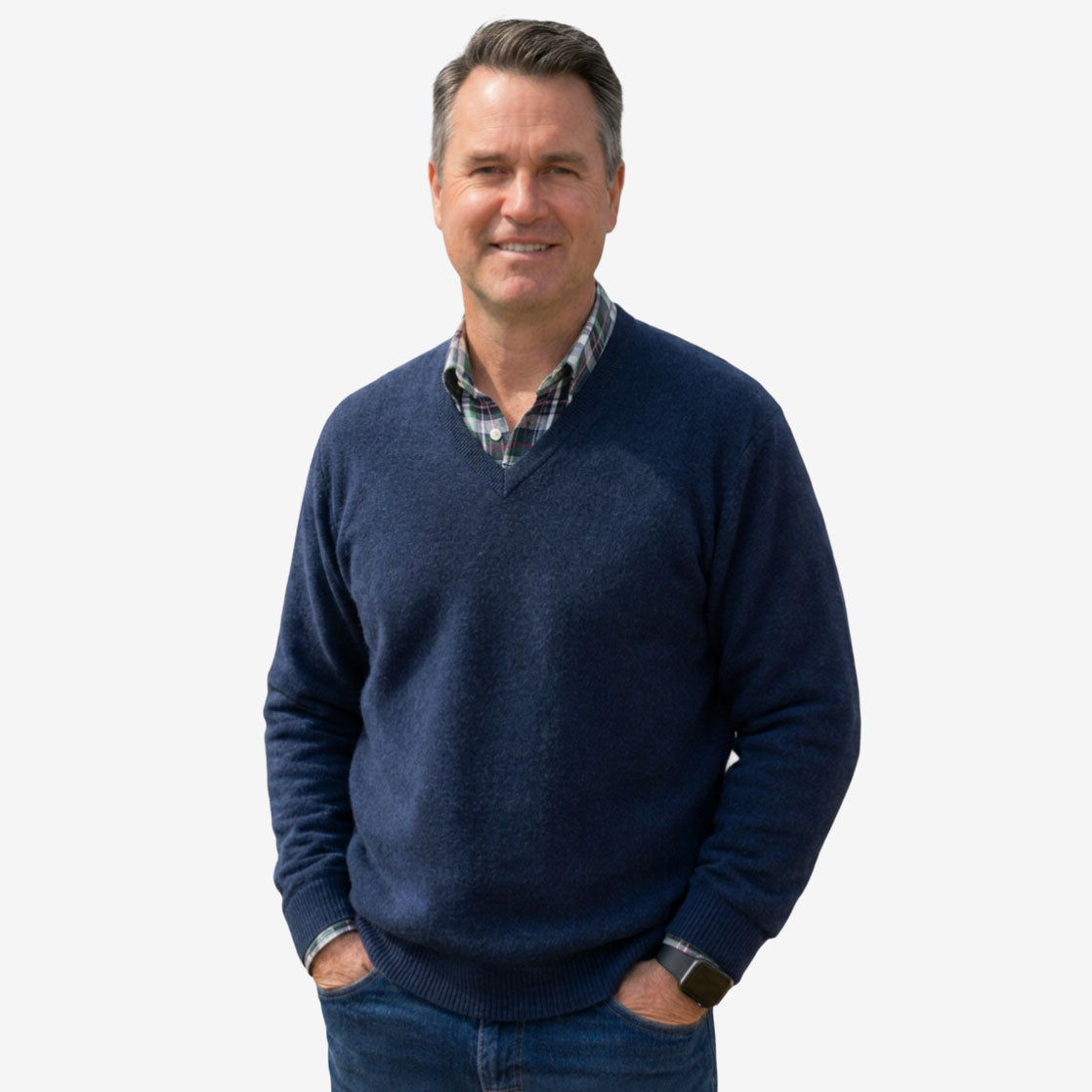Ansett Extra Fine Merino V Neck Plus Sizes