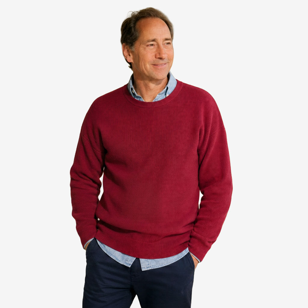 Ansett Pure Wool Fisherman's Rib Crew Neck