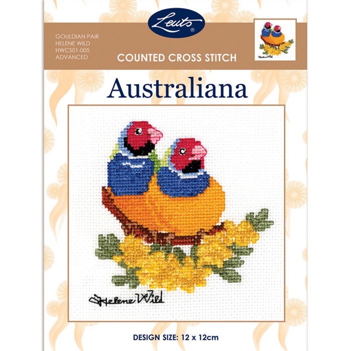 Australiana Counted Cross Stitch Kit - Helene Wild - Gouldian Pair