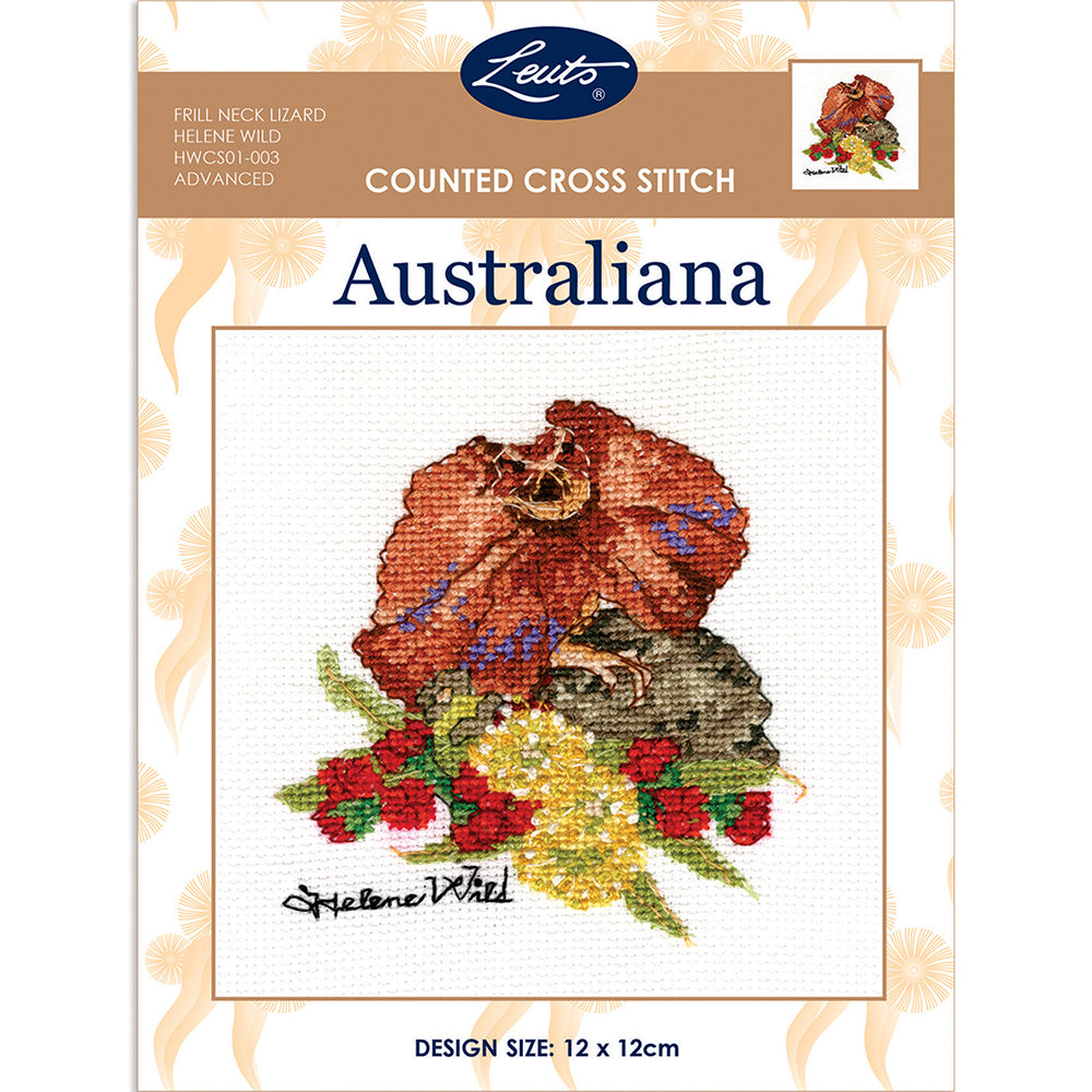 Australiana Counted Cross Stitch Kit - Helene Wild - frill neck lizard