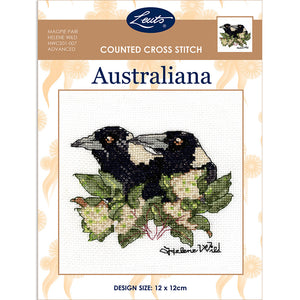 Australiana Counted Cross Stitch Kit - Helene Wild - magpie pair