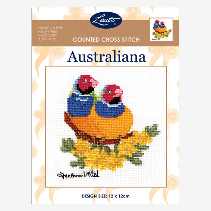 Australiana Counted Cross Stitch Kit - Helene Wild  gouldian pair