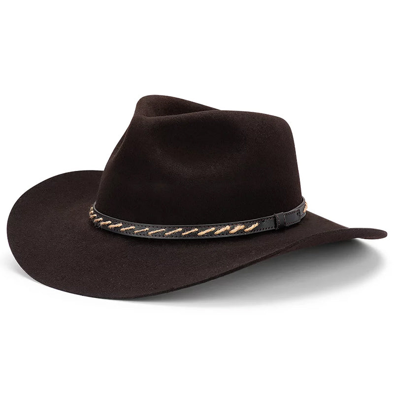 Avenel Boone Australian Wool Felt Outback Hat dark chocolate