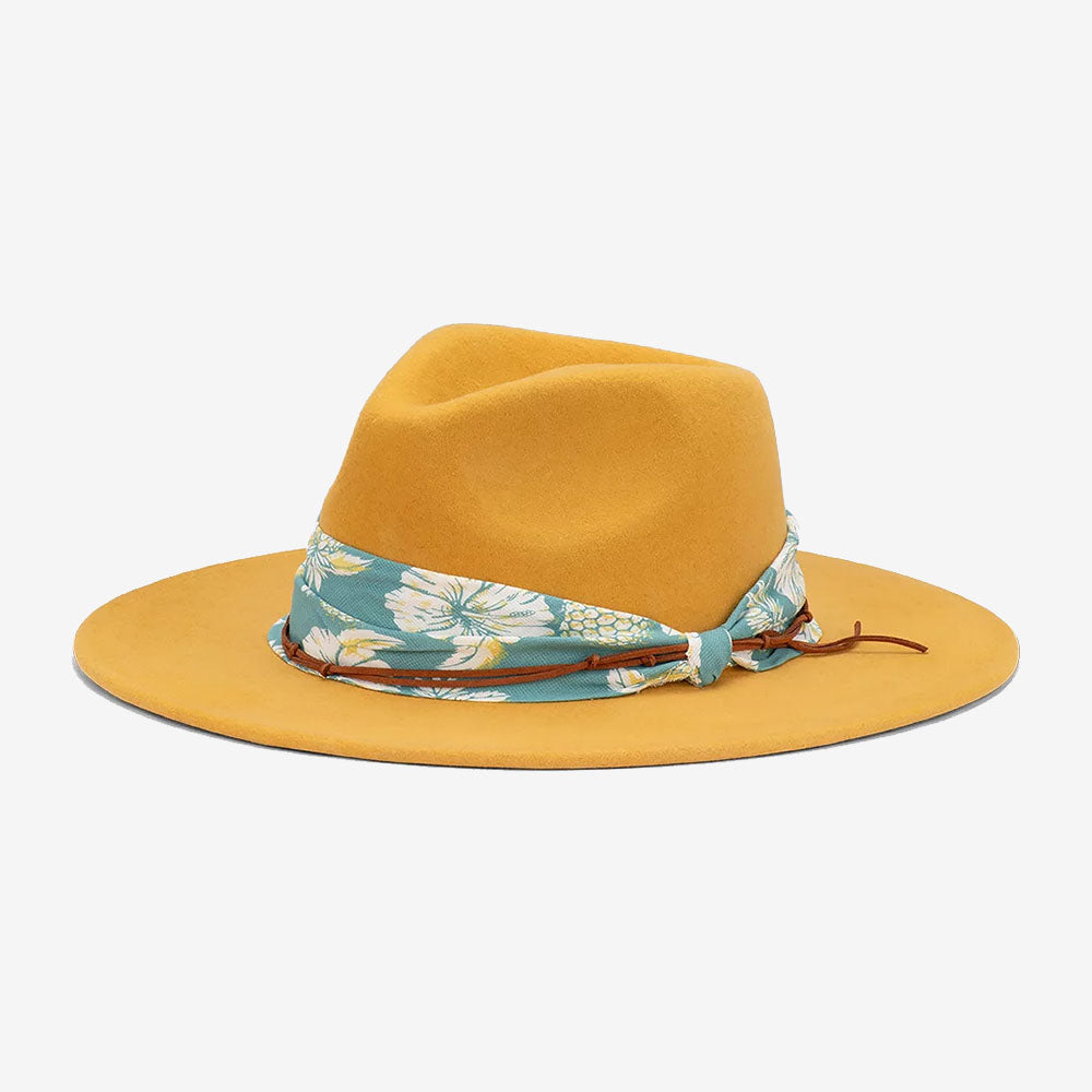 Avenel Briar Wool Felt Wide Brim Fedora Hat mustard