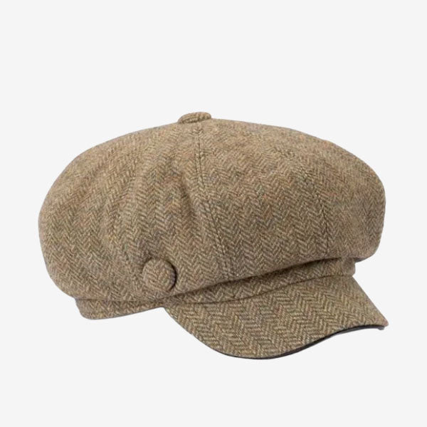 Avenel Brydie Tweed Bakerboy Cap khaki