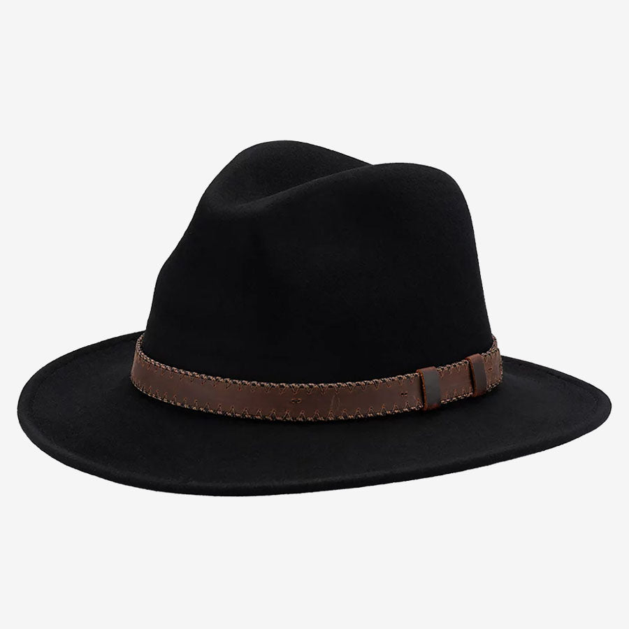 Avenel Norman Crushable Wool Felt Safari Hat #21601 black