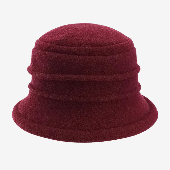 Avenel Olivia Boiled Wool Cloche Hat wine