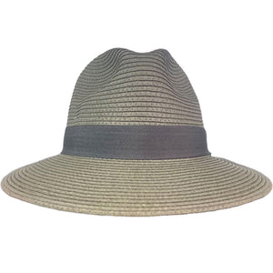 Avenel Paper Braid Safari Hat with Arrow Trim Band grey