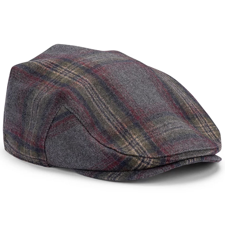 Avenel Roman Wool Blend Check Flat Cap #22068 - Grey