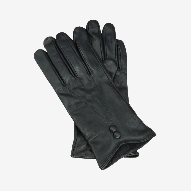 Avenel Virginia Leather Glove with Button Detail black