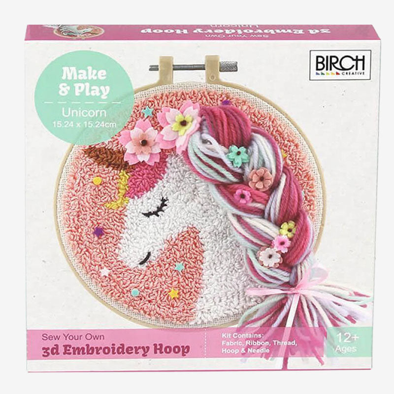 Birch Make &amp; Play 3D Punch Needle Embroidery Kit unicorn