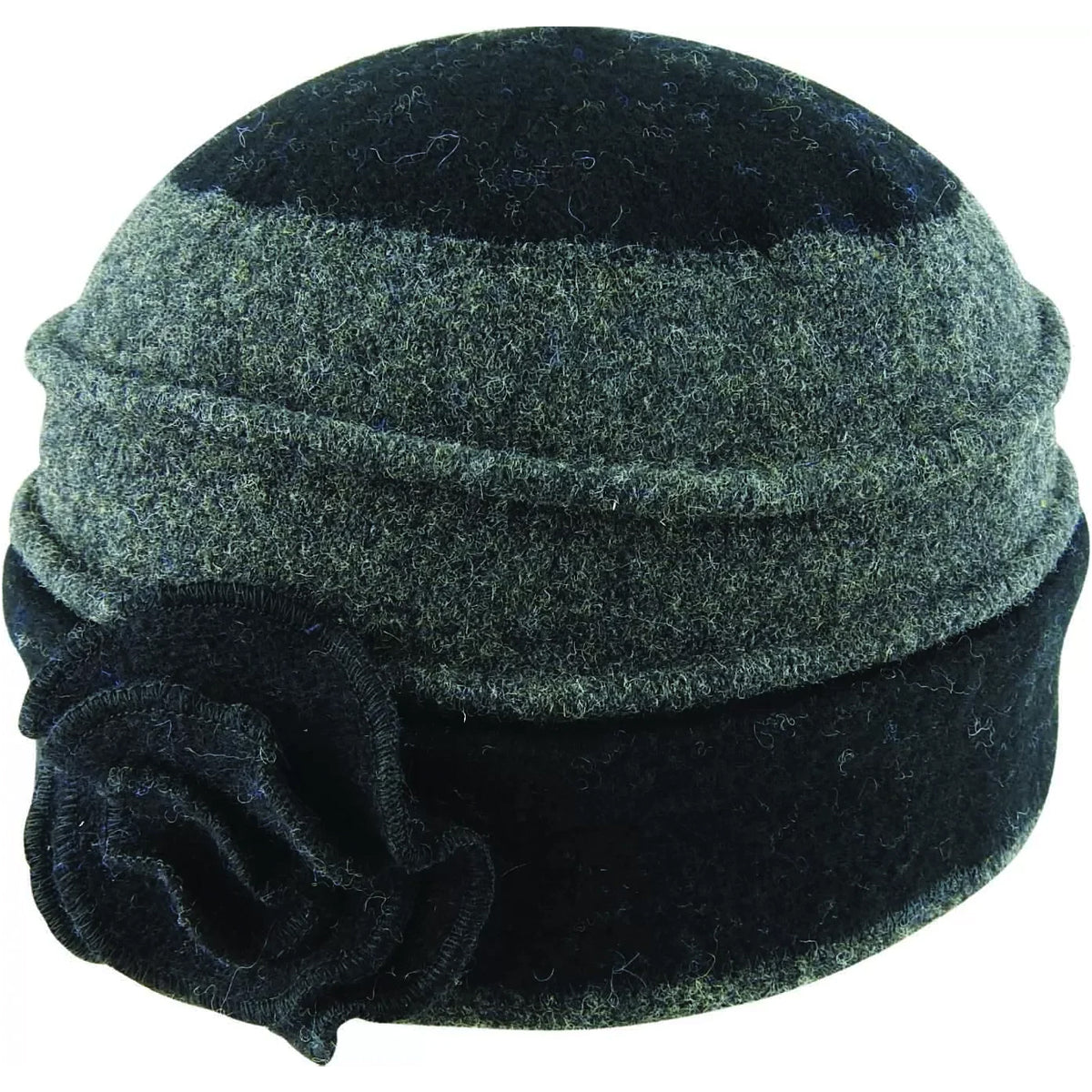 BOILED WOOL 2 TONED FLOWER PULL ON HAT