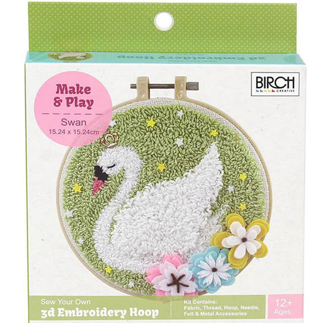 Birch Make & Play 3D Punch Needle Embroidery Kit swan