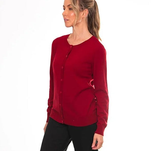 BRIDGE & LORD BUTTON CARDIGAN WINE