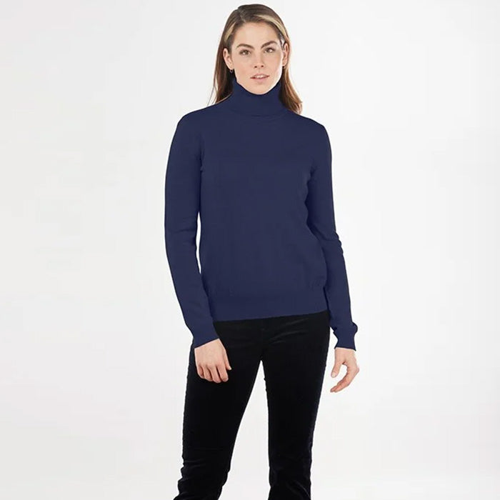 Bridge & Lord Merino & Cashmere Roll Neck navy