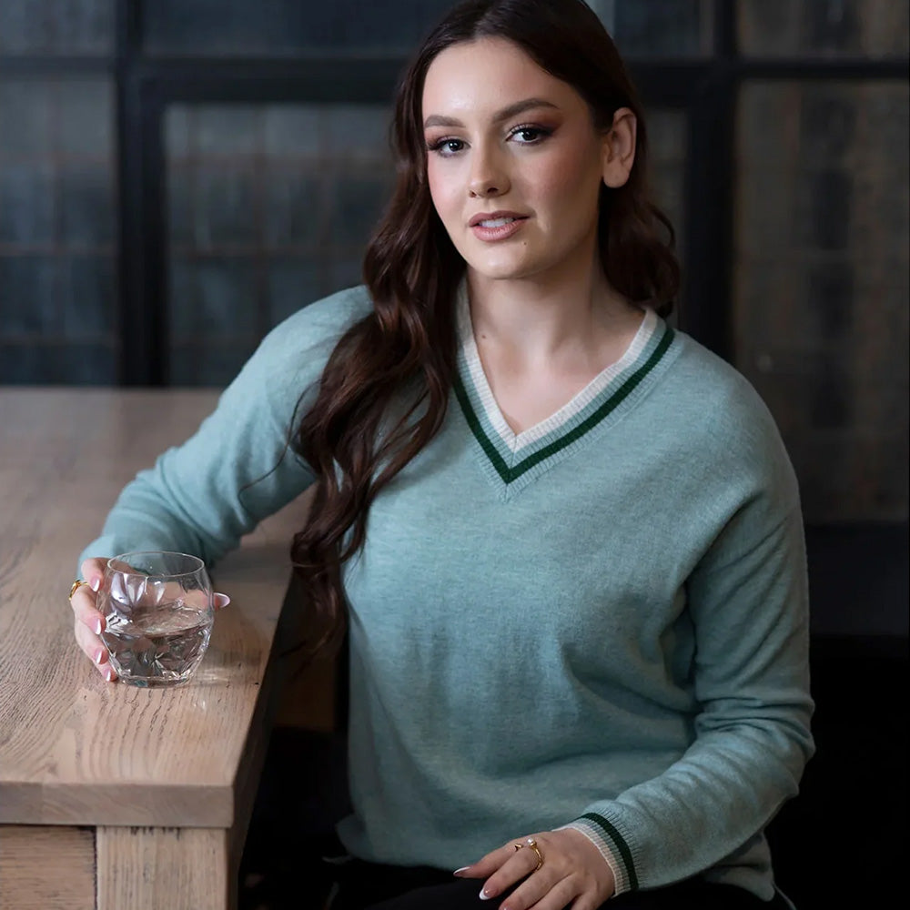 Bridge & Lord Stripe Trim V.Neck