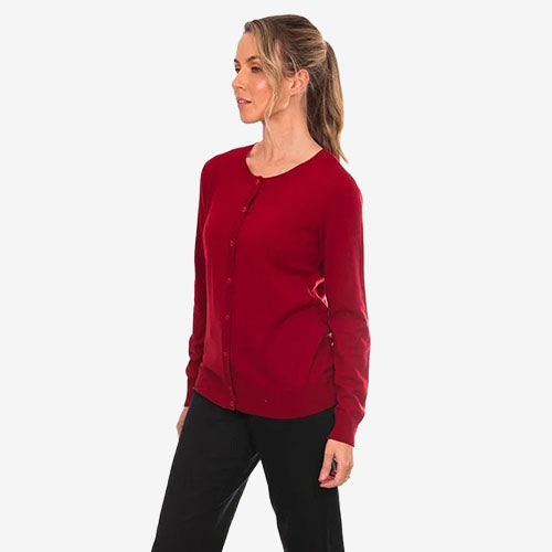 Bridge & Lord Button Cardigan wine