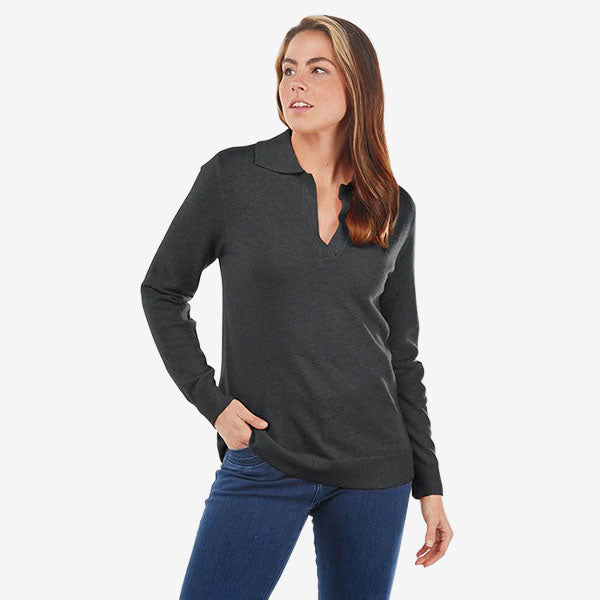 Bridge & Lord Collared V-Neck charcoal