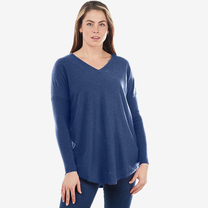 Bridge & Lord Curved Hem V-Neck Sweater
