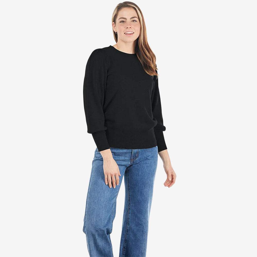 Bridge & Lord Puff Sleeve Crew black