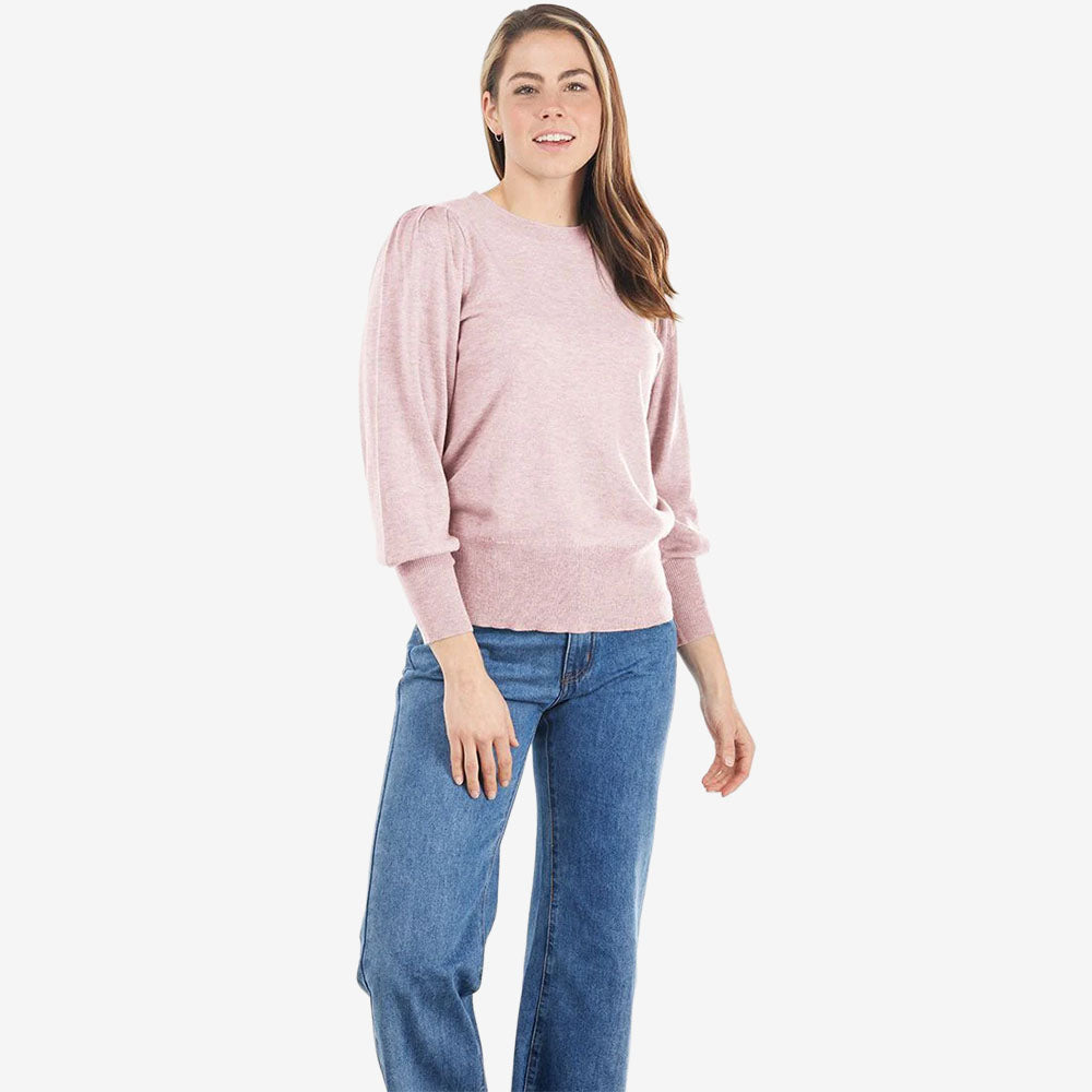 Bridge & Lord Puff Sleeve Crew blush