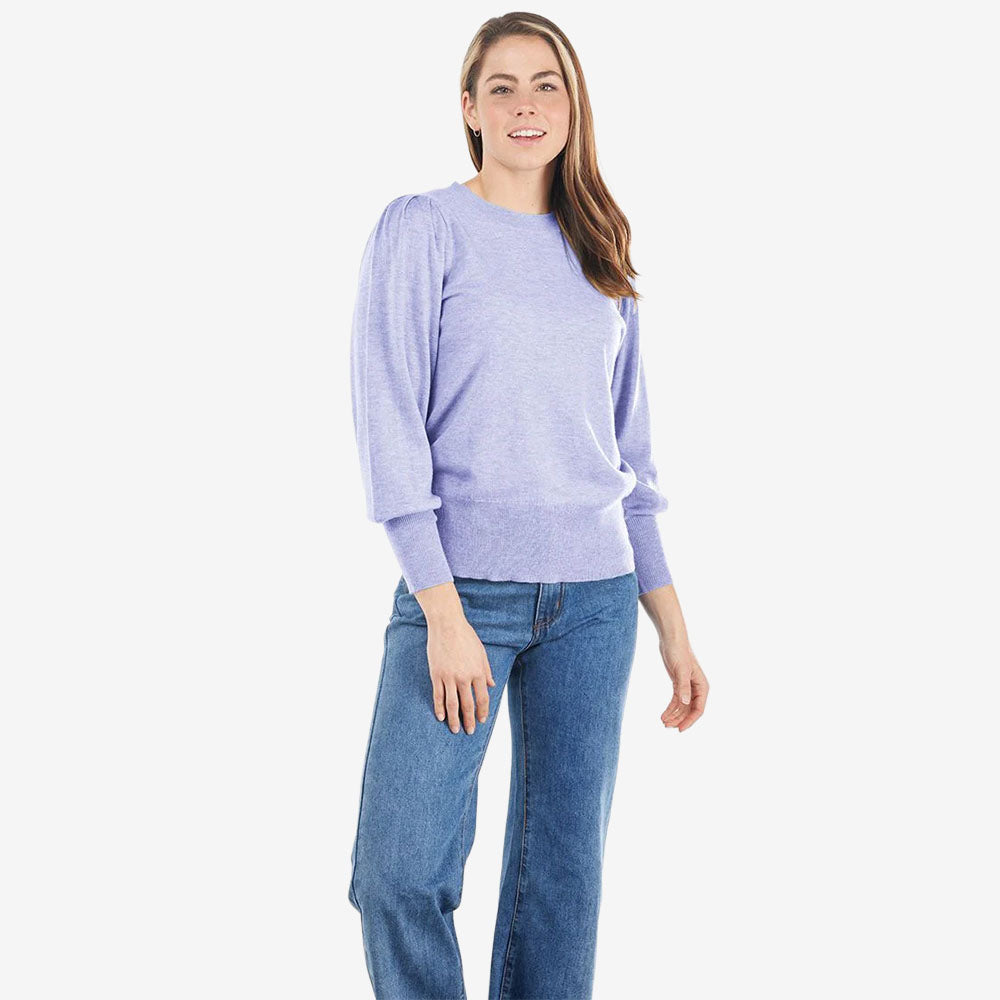 Bridge & Lord Puff Sleeve Crew lilac