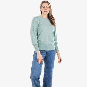 Bridge & Lord Puff Sleeve Crew sage