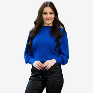 Bridge & Lord Puff Sleeve Crew sapphire