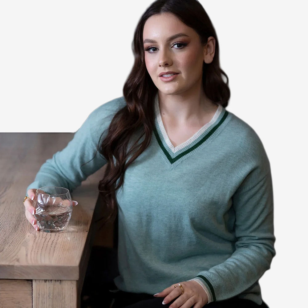 Bridge &amp; Lord Stripe Trim V-Neck