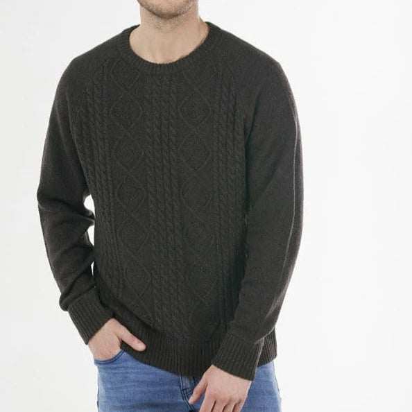 Bridge & Lord Men's Cable Crew Pullover loden