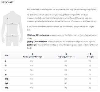 Burke & Wills Stockman Vest size chart