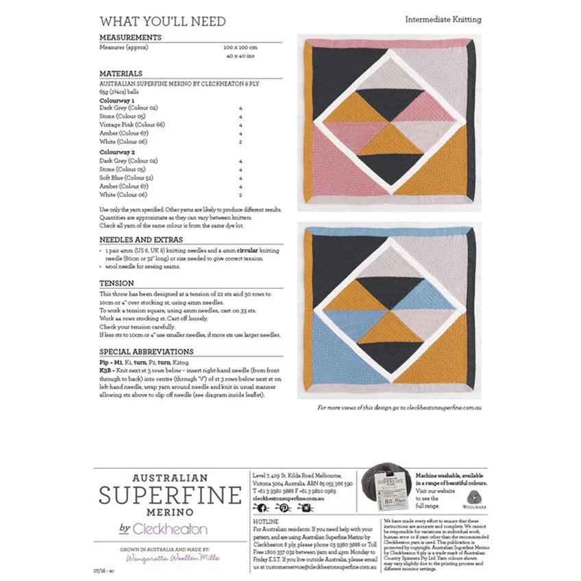 Cleckheaton Geometric Throw Pattern 454