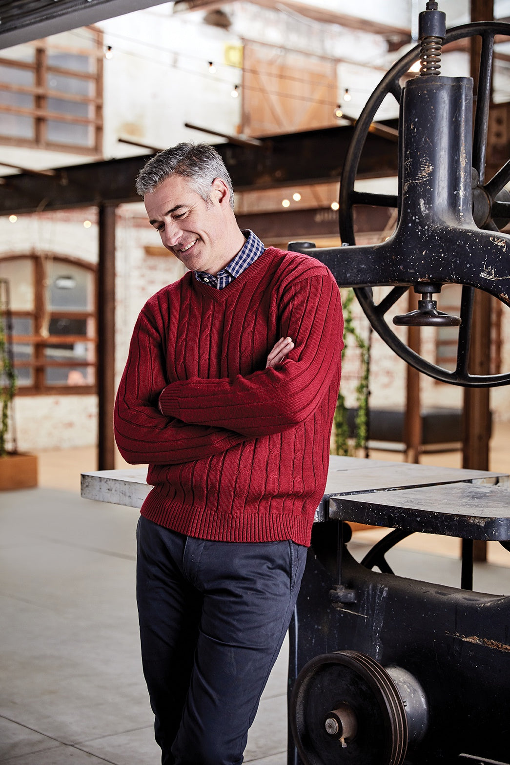 ansett pure wool cable v neck sweater