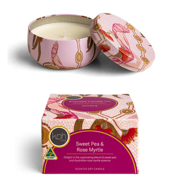 Koh Living Scented Candle Tin - Sweet Pea & Rose Myrtle