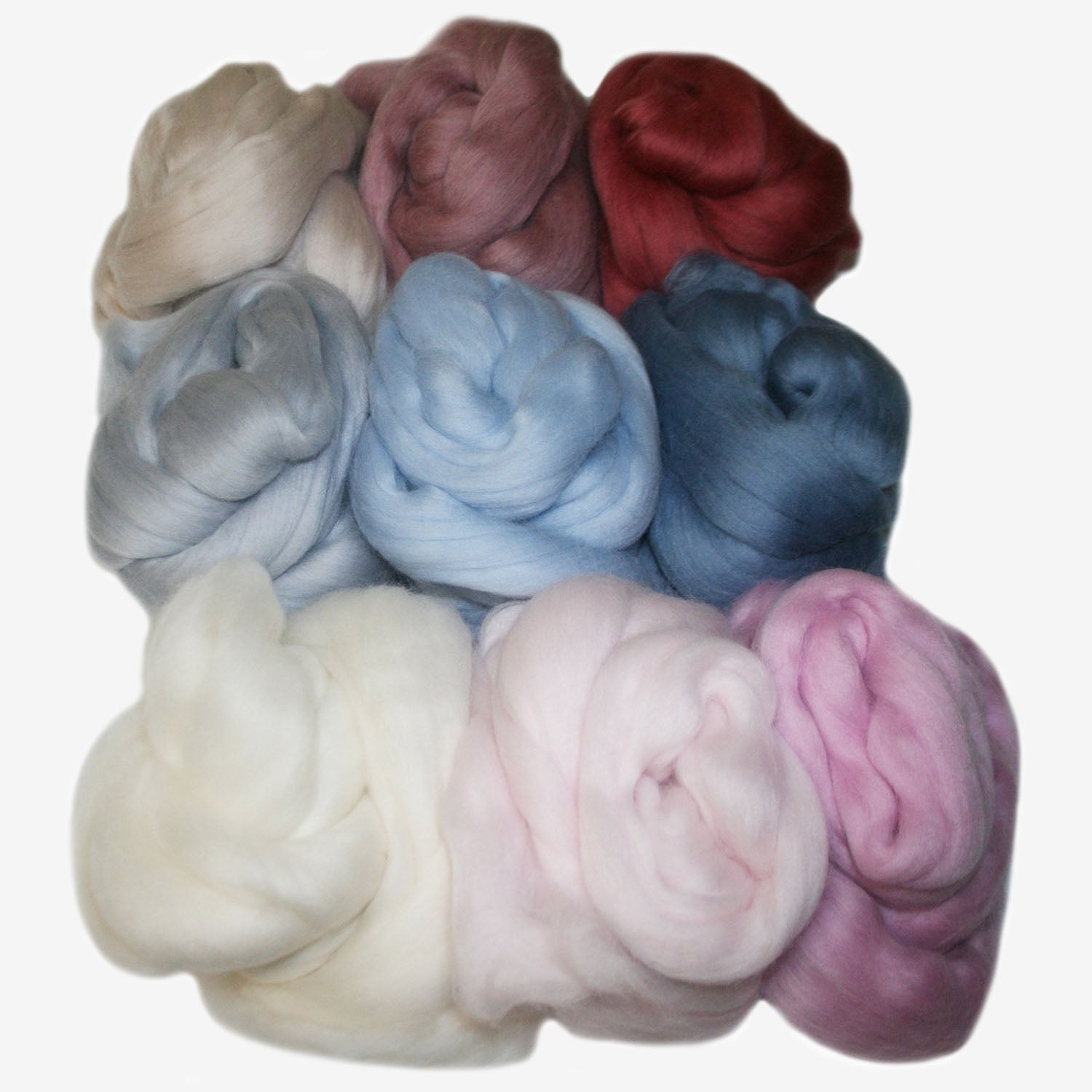 Coloured Wool Top Box of 9 - Pretty Pastels