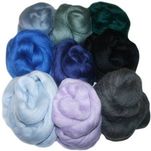 Coloured Wool Top box of 9 - Deep Ocean Hues