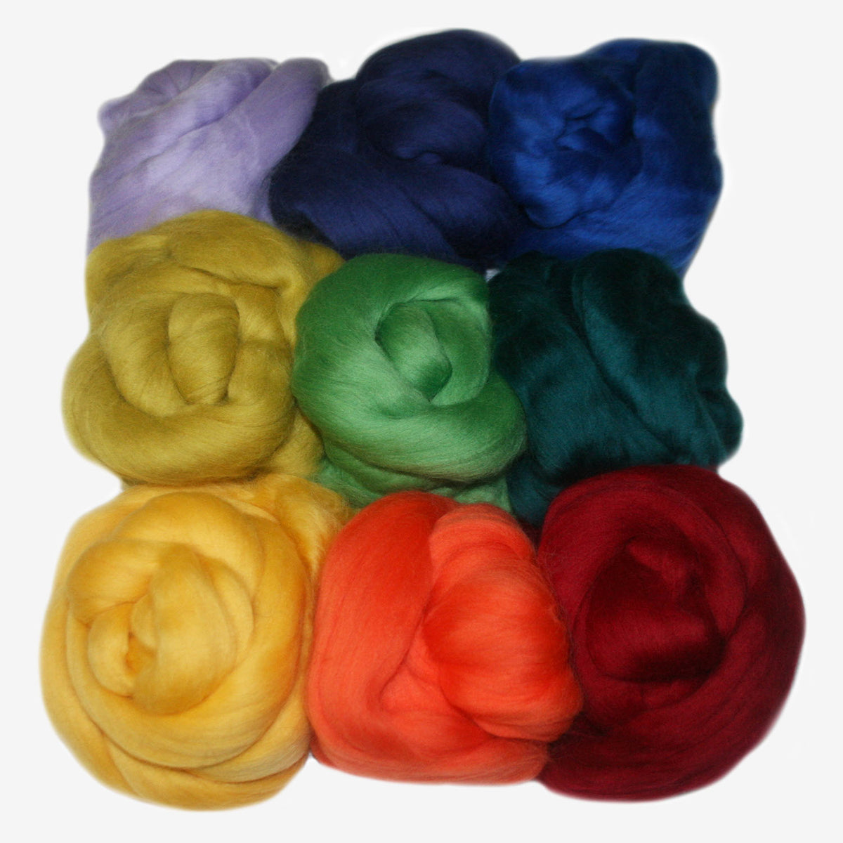 Coloured Wool Top Box of 9 - Rainbow