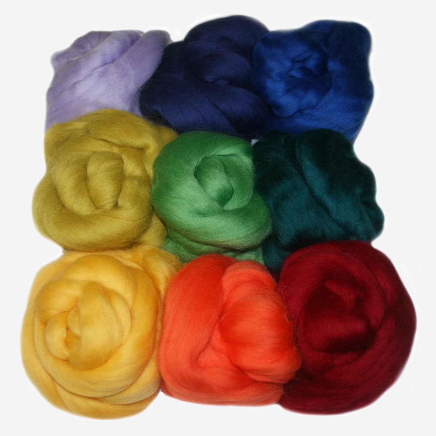 Coloured Wool Top Box of 9 - Rainbow