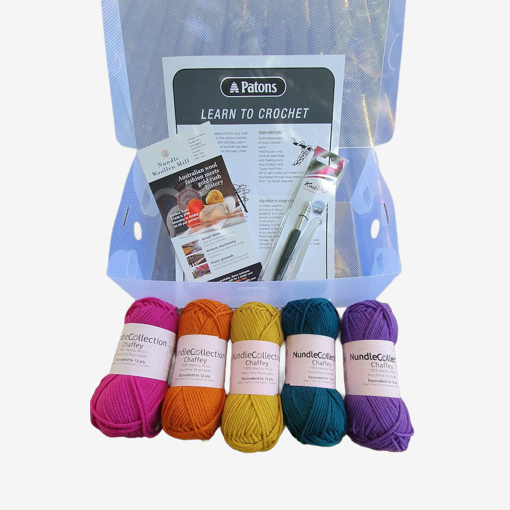 Nundle Woollen Mill Learn to Crochet Kit Bold