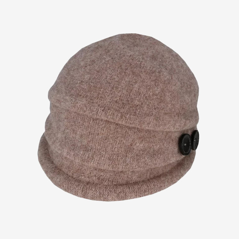 Dot & Co. Boiled Wool Button Pull-On Hat pink