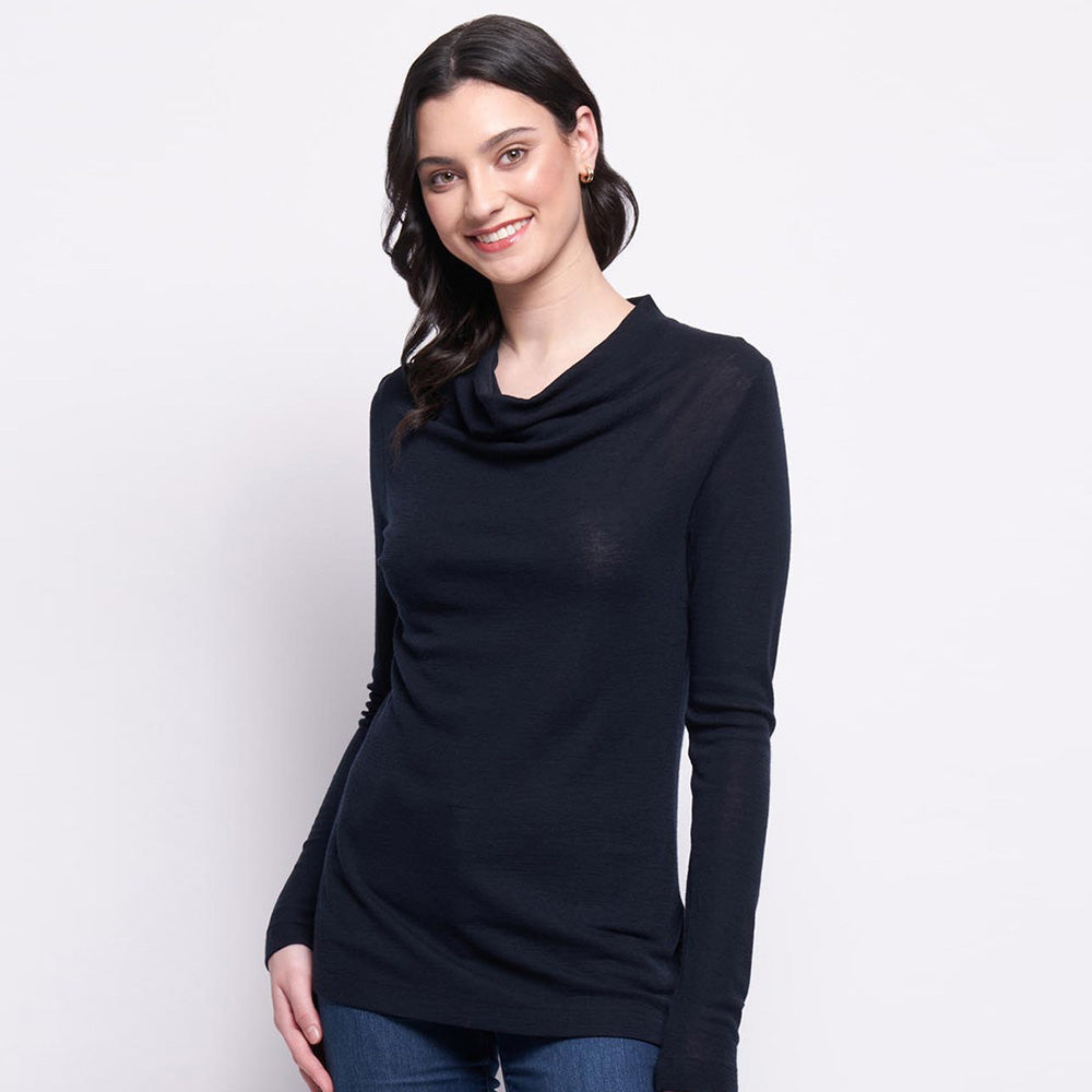 Foil Holy Cowl Top true navy