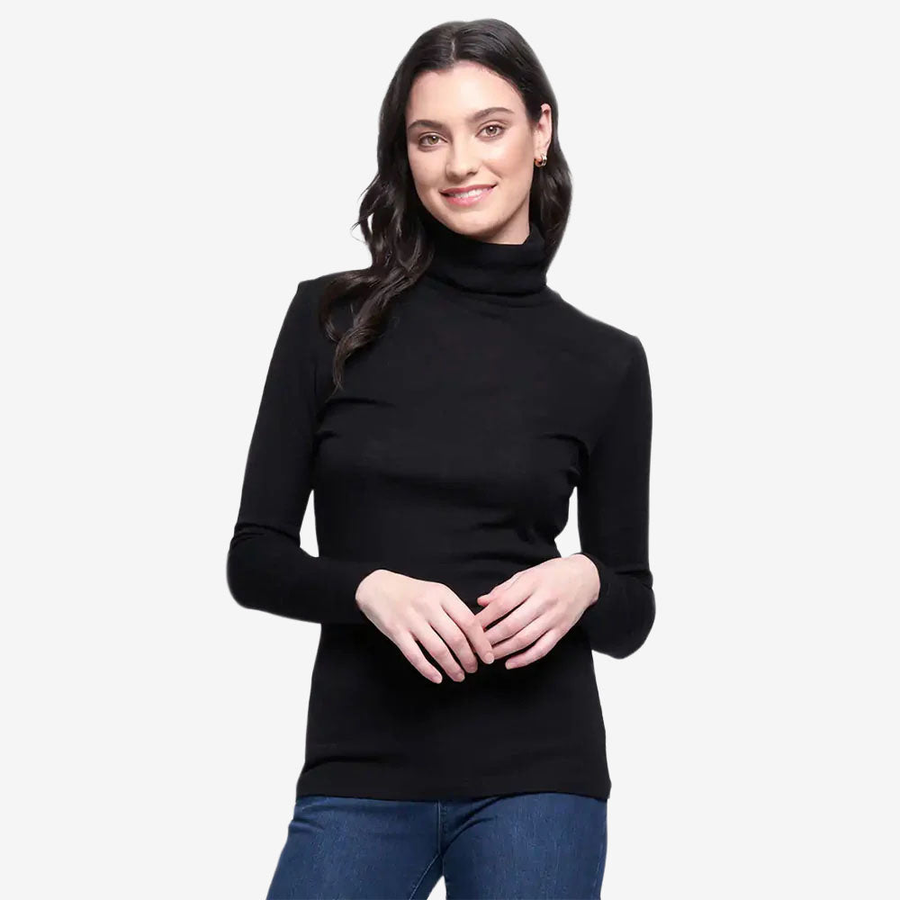 Foil Fine Merino Polo Neck Top