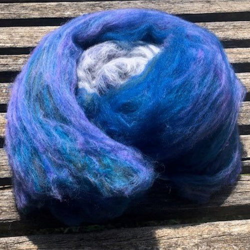 Hand Dyed Wool Batts 100g ocean